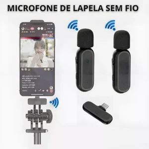 Microfone Sem Fio Duplo Lapela Profissional iPhone Android - Imagem 3