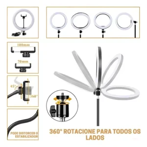 Ringlinght Led Luz Flash Estudio Profissional Com Tripe 210m - Imagem 2